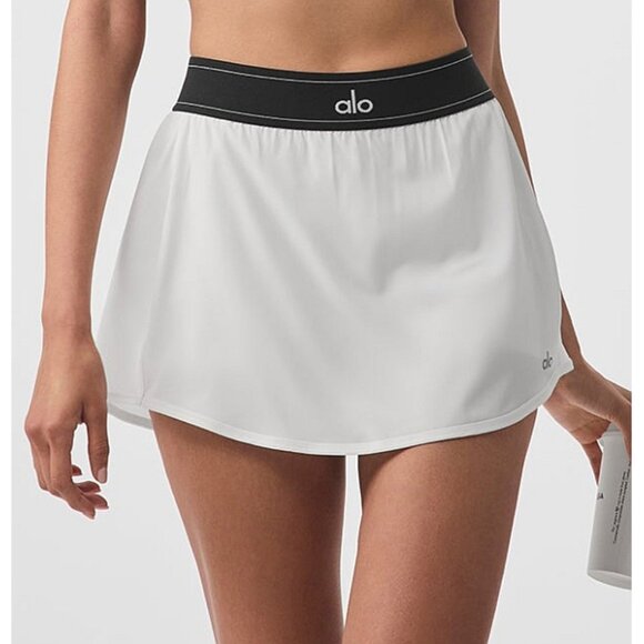 Alo Match Point Tennis Skirt White Black Active Sports Exercise Run Mini Skort S - Picture 1 of 15